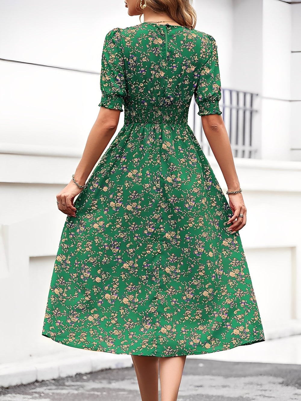 Terri  - Floral Midi Summer Dress Vacation Wear
