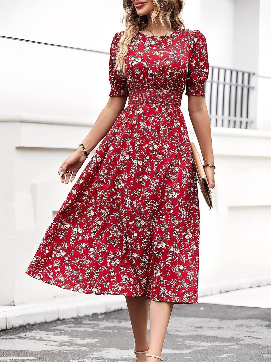 Terri  - Floral Midi Summer Dress Vacation Wear