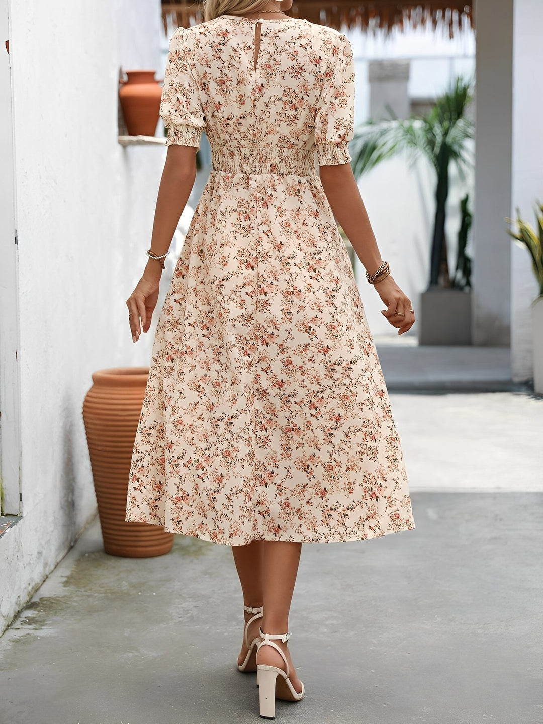 Terri  - Floral Midi Summer Dress Vacation Wear