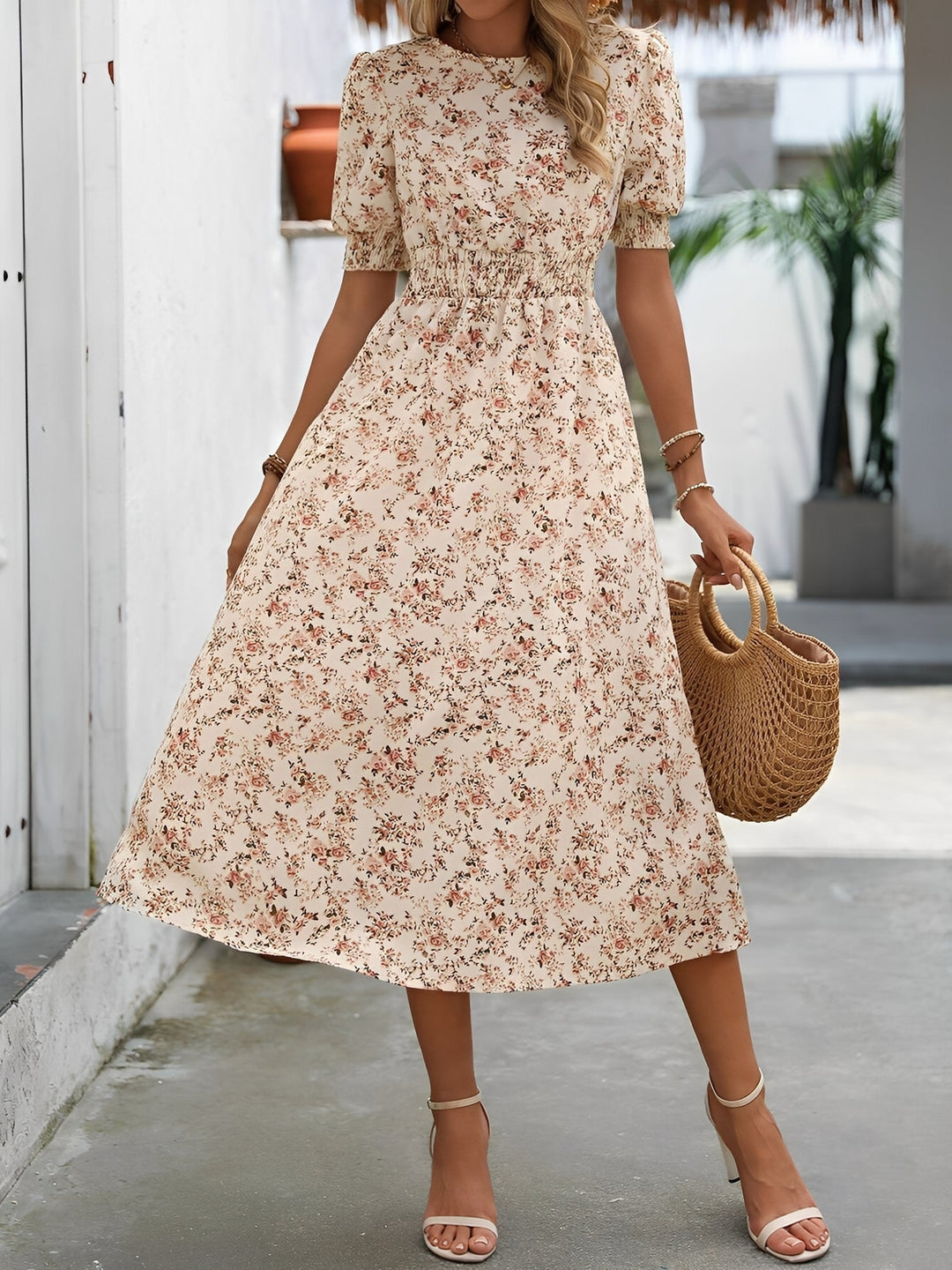Terri  - Floral Midi Summer Dress Vacation Wear