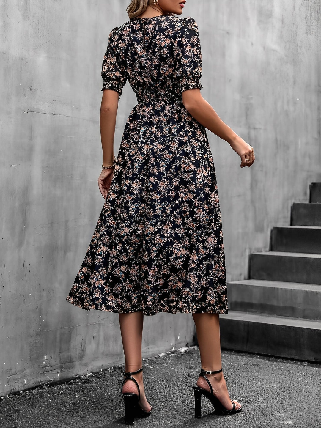 Terri  - Floral Midi Summer Dress Vacation Wear