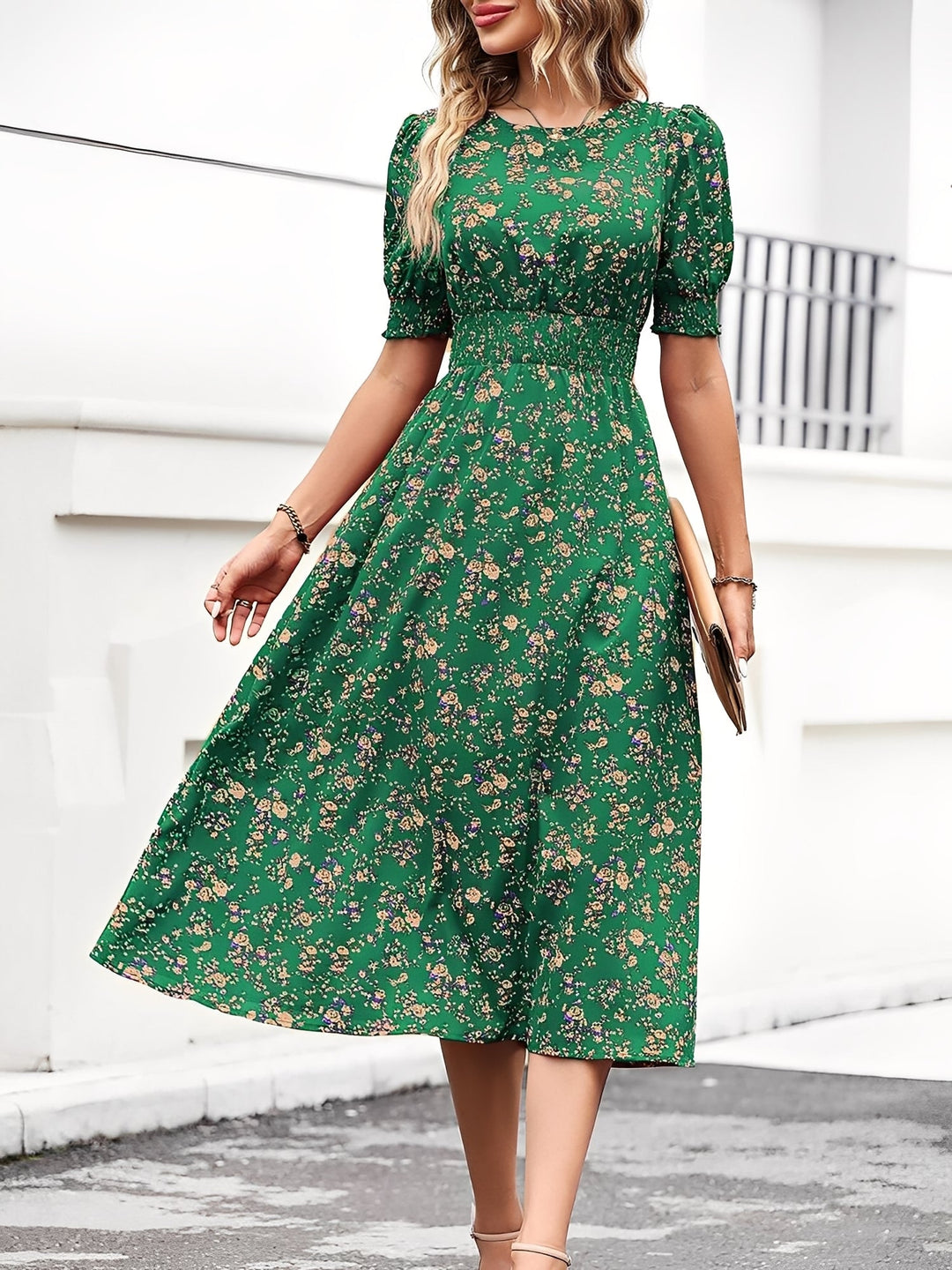 Terri  - Floral Midi Summer Dress Vacation Wear