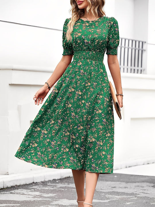 Terri  - Floral Midi Summer Dress Vacation Wear