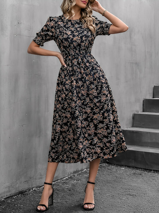 Terri  - Floral Midi Summer Dress Vacation Wear