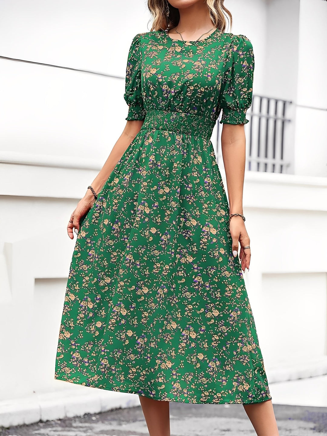 Terri  - Floral Midi Summer Dress Vacation Wear