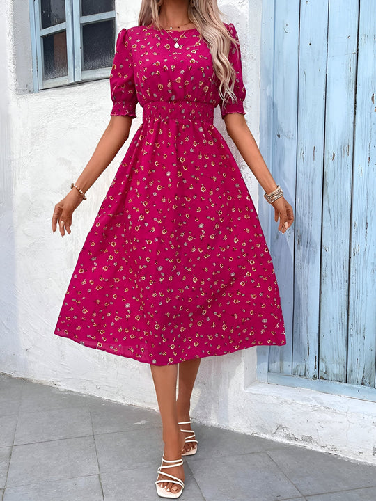 Terri  - Floral Midi Summer Dress Vacation Wear