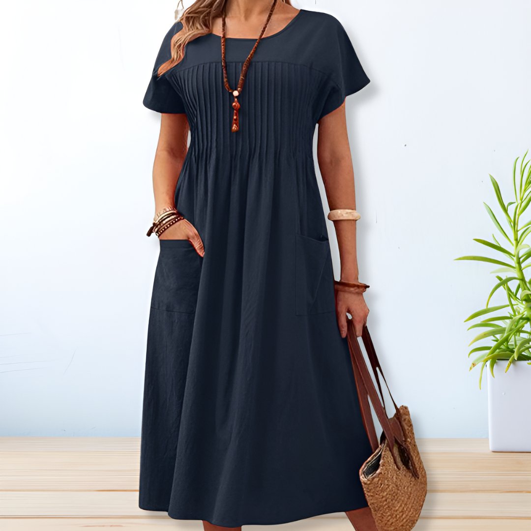Tonya  - Short-Sleeve Midi Dress