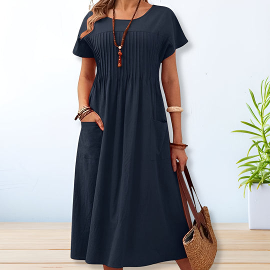 Tonya  - Short-Sleeve Midi Dress