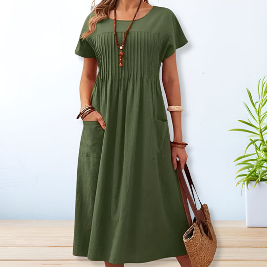 Tonya  - Short-Sleeve Midi Dress