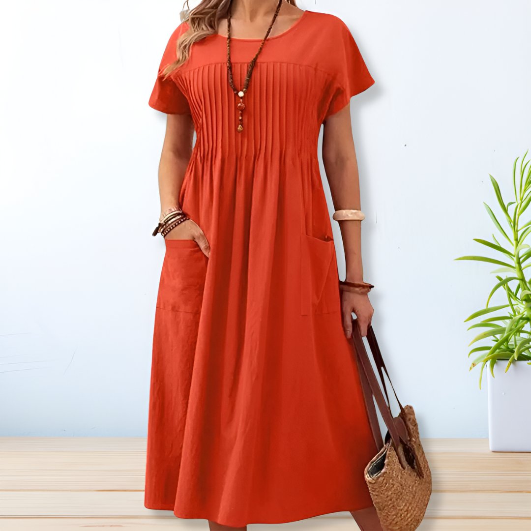 Tonya  - Short-Sleeve Midi Dress