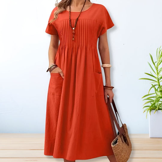 Tonya  - Short-Sleeve Midi Dress