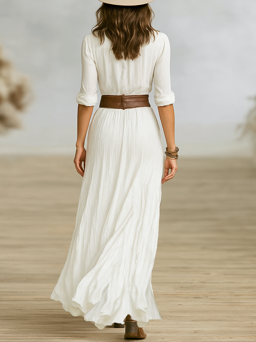 Violet  - Long Button Down Maxi Dress Dressing For Warmer Weather