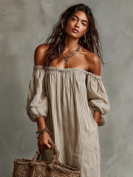 Wanda  - Off-Shoulder Maxi Dress Beach Outings