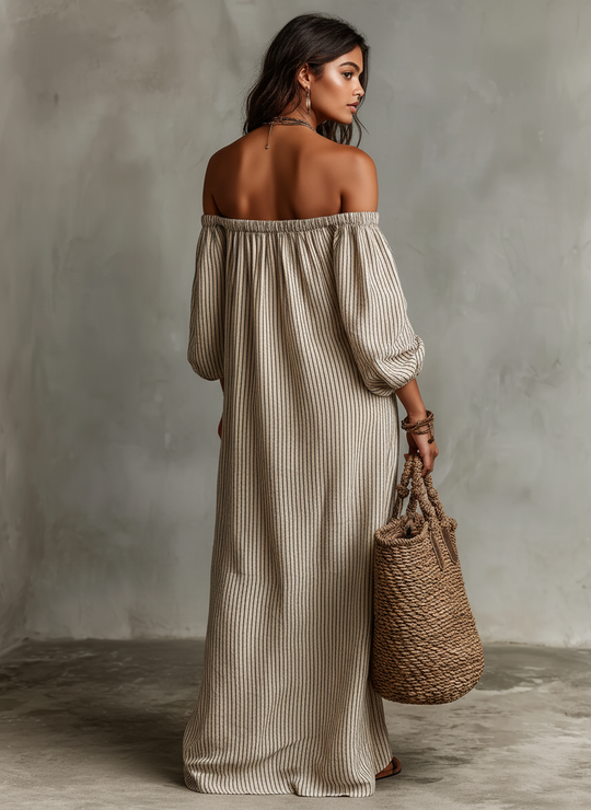 Wanda  - Off-Shoulder Maxi Dress Beach Outings