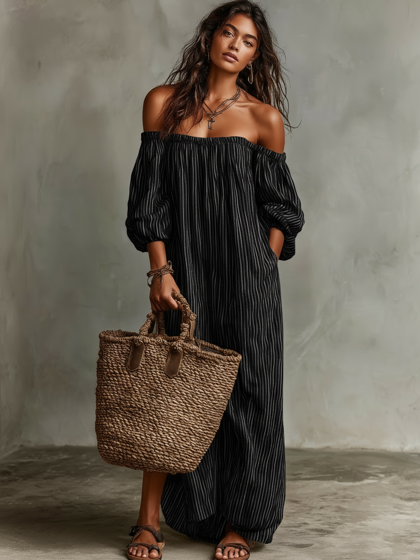 Wanda  - Off-Shoulder Maxi Dress Beach Outings