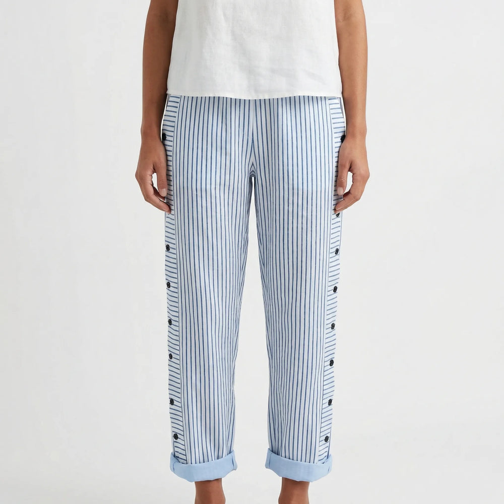 Wendy  - Straight-Leg Striped Casual Pants