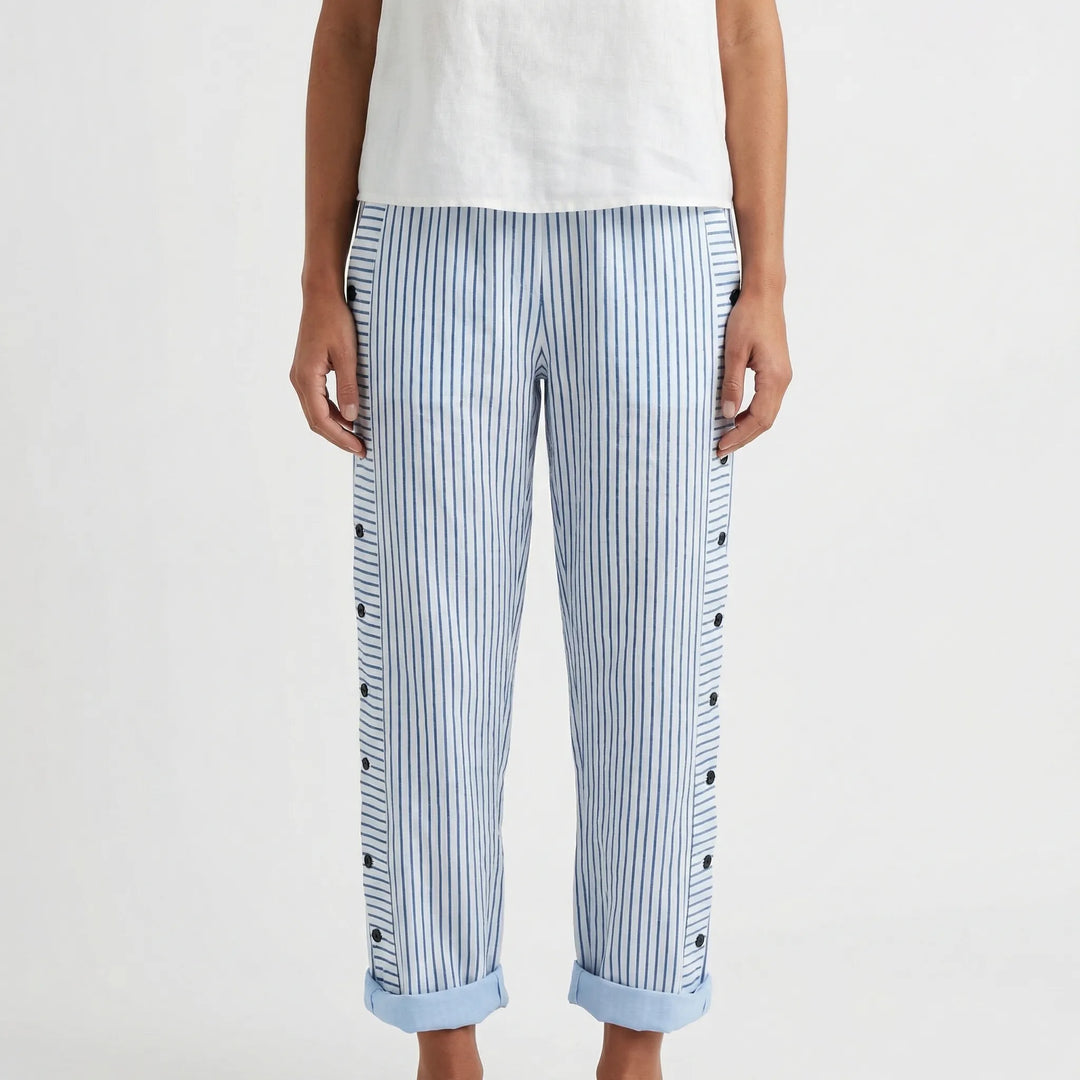 Wendy  - Straight-Leg Striped Casual Pants
