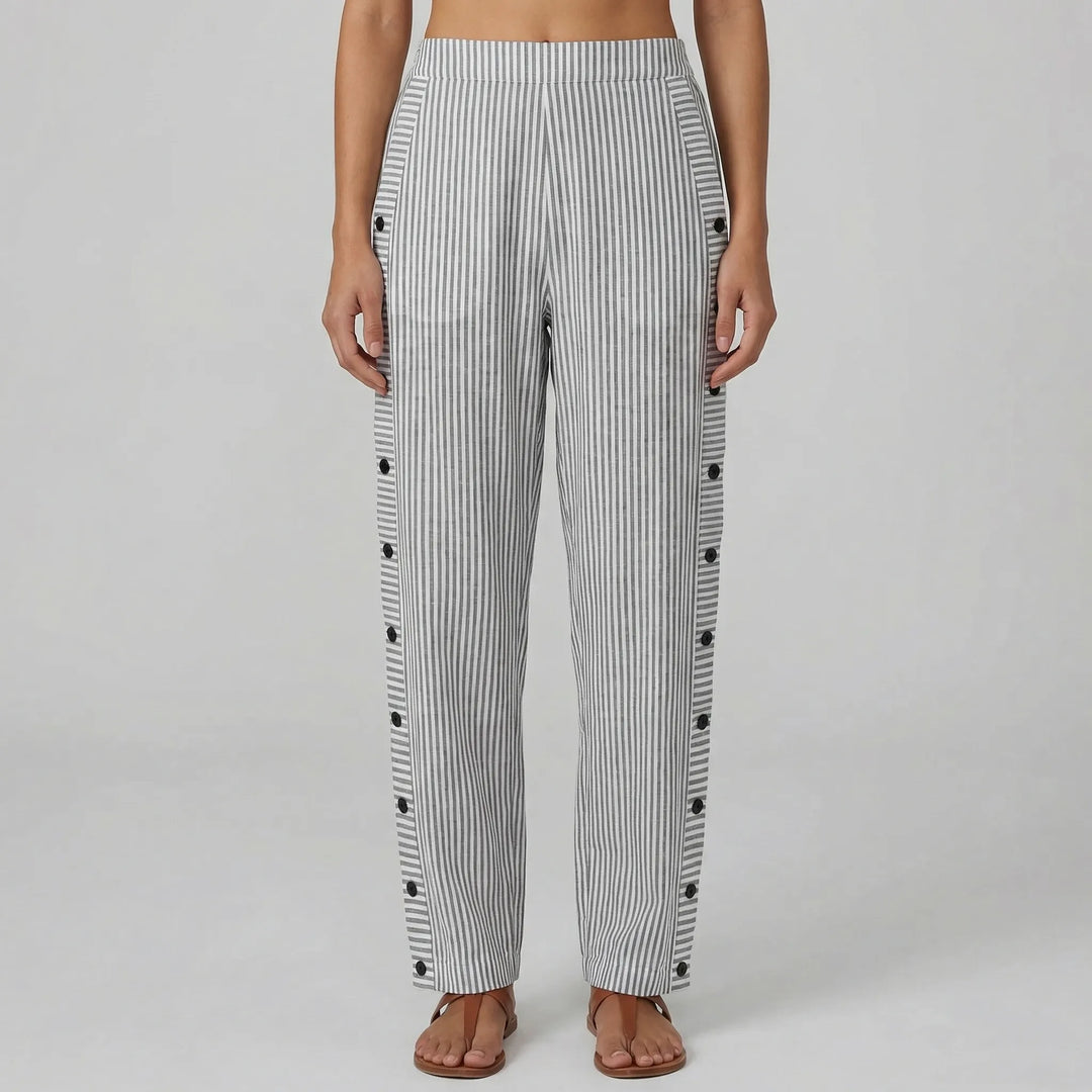 Wendy  - Straight-Leg Striped Casual Pants