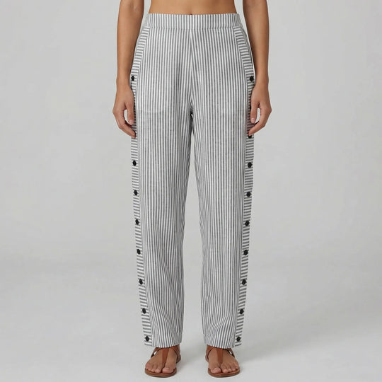 Wendy  - Straight-Leg Striped Casual Pants