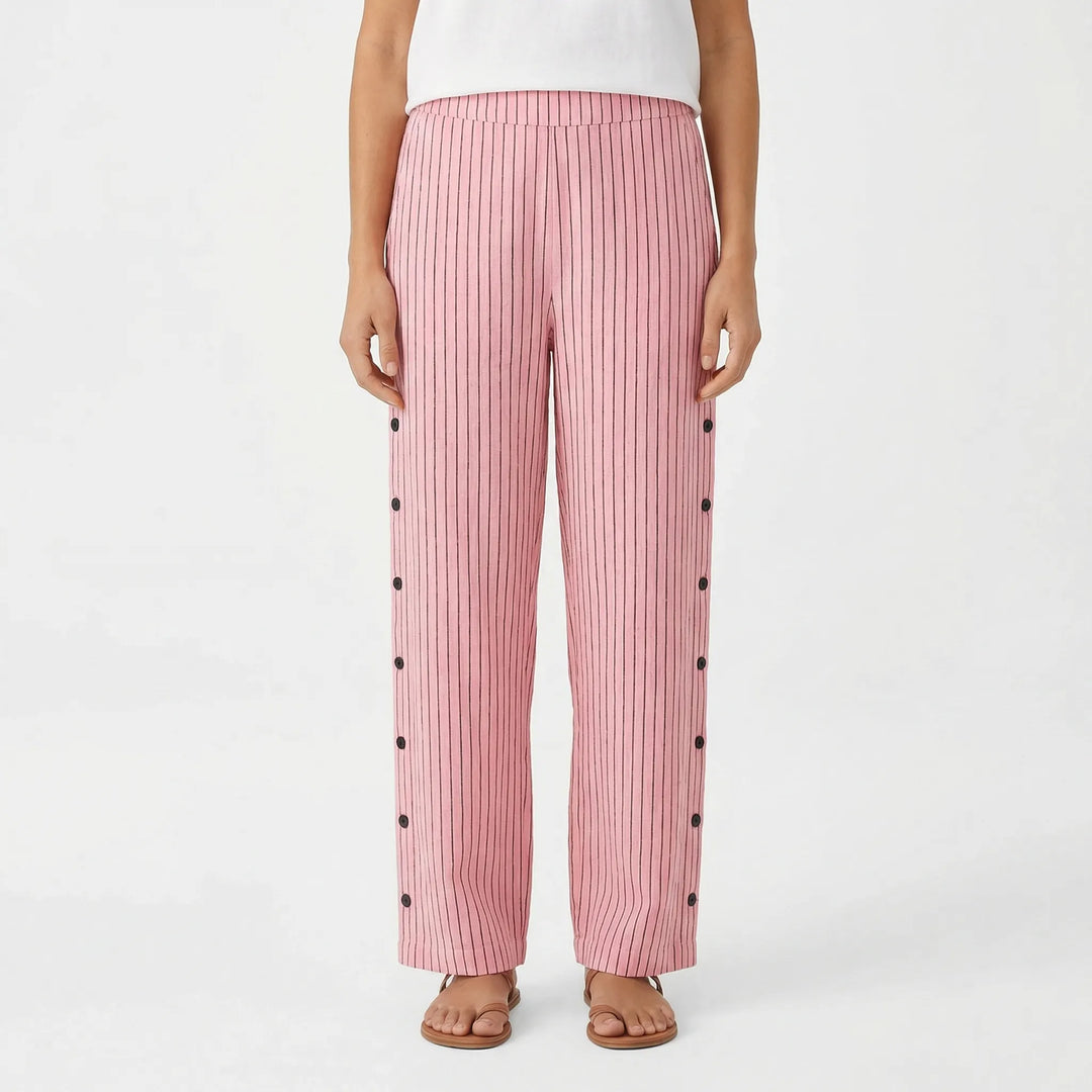 Wendy  - Straight-Leg Striped Casual Pants