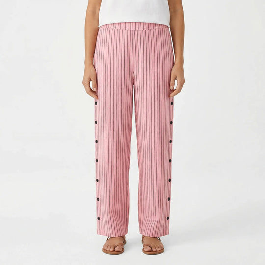Wendy  - Straight-Leg Striped Casual Pants