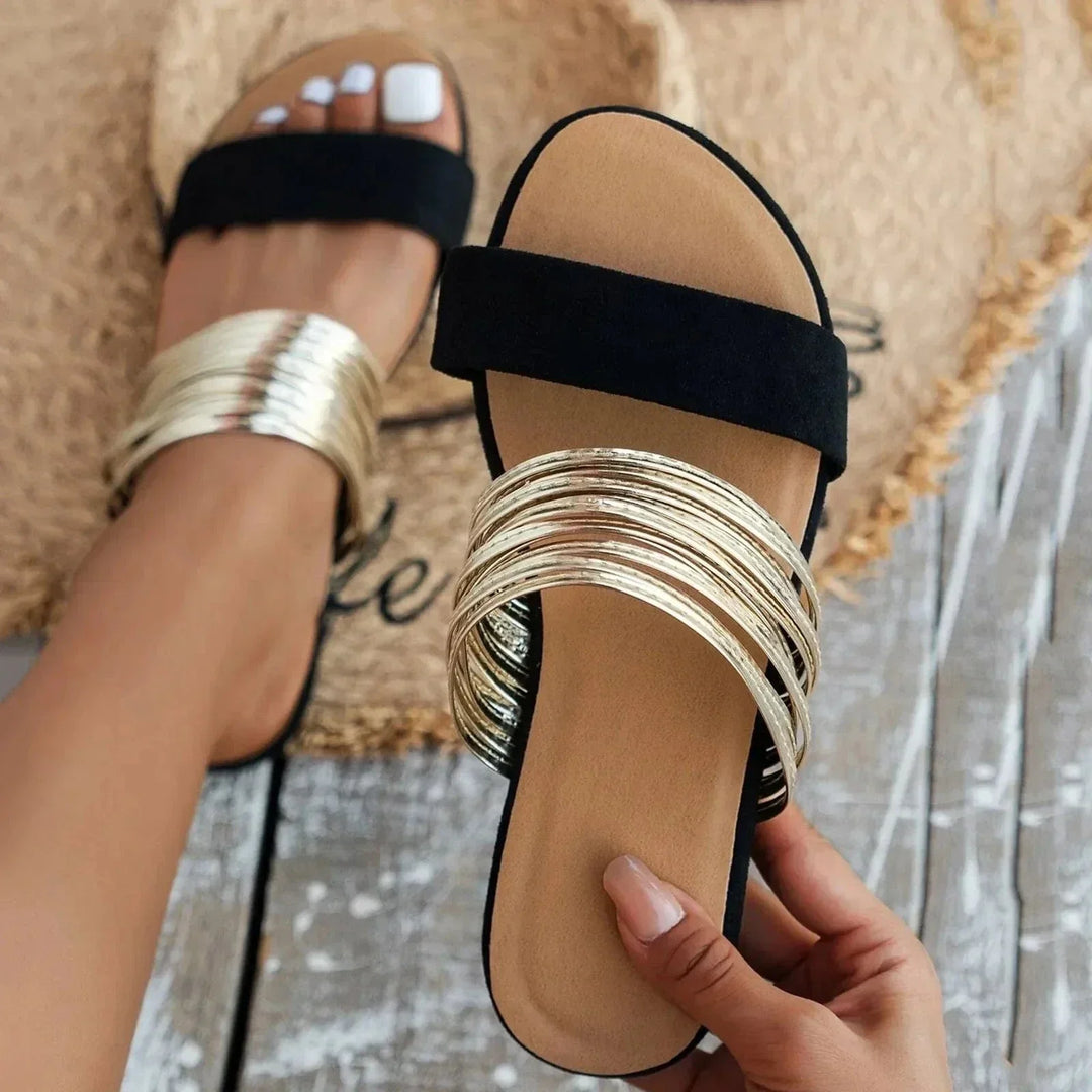 Yvonne  - Slip-On Metallic Accent Sandal
