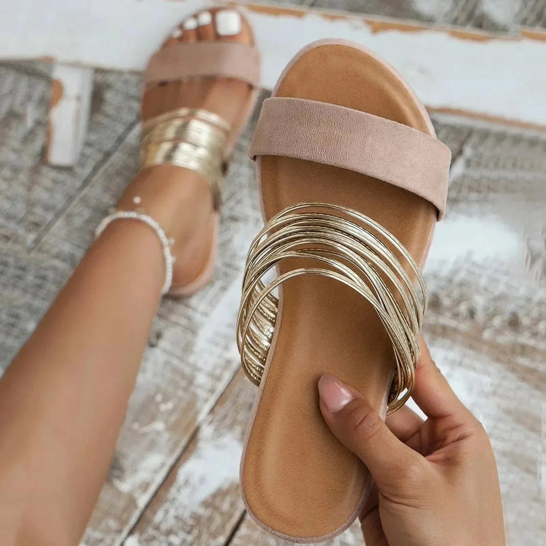 Yvonne  - Slip-On Metallic Accent Sandal