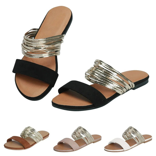 Yvonne  - Slip-On Metallic Accent Sandal