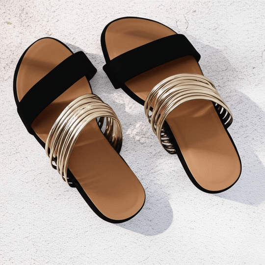 Yvonne  - Slip-On Metallic Accent Sandal