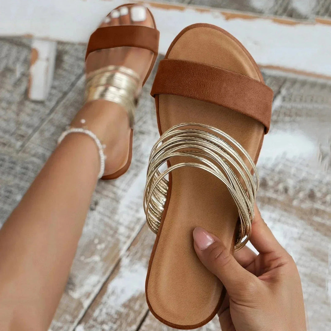 Yvonne  - Slip-On Metallic Accent Sandal