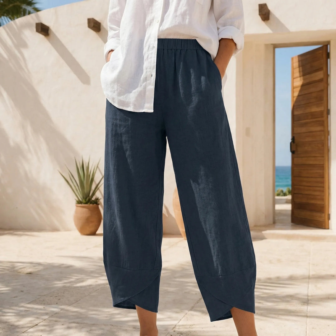Yvonne  - Tapered Cropped Summer Pants For Women