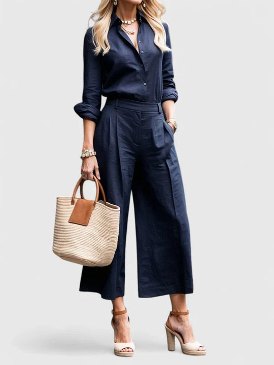 women cotton set in beige for casual outings 2