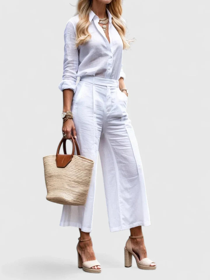 women cotton set in beige for casual outings 3