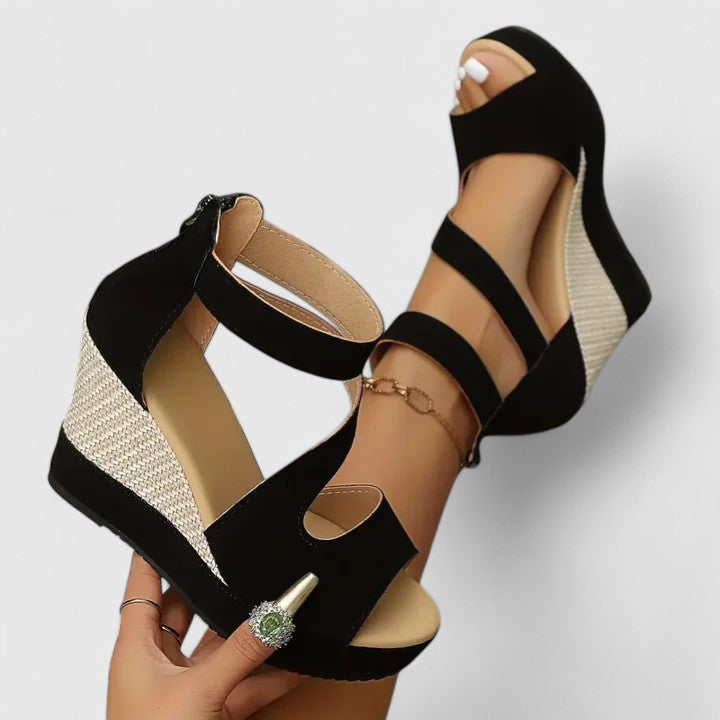 women wedge sandals in black for summer outings 0