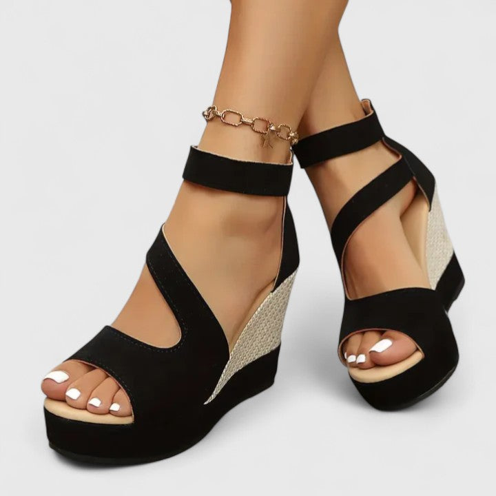 women wedge sandals in black for summer outings 4