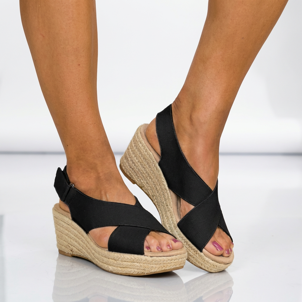 Clara - Wedge Espadrille Cross Strap Sandals-Women&