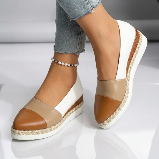 Sophie - Metallic Wedge Closed Toe Espadrilles-Women’s Sandals-Noble Wears-Brown-5-NW